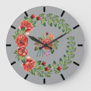Roter Päonien-Kranzuhr Große Wanduhr