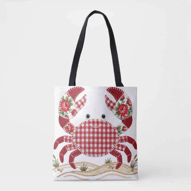 Roter Patchwork-Quilt-Krebs Tasche (Vorderseite)