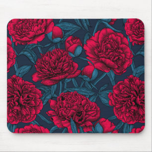Roter Peelinggarten auf dunkelblau Mousepad
