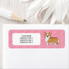 Roter Pembroke Walisischer Corgi auf rosa Herzen m