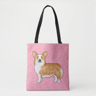 Roter Pembroke Welsh Corgi Liebesherzmuster Rosa Tasche