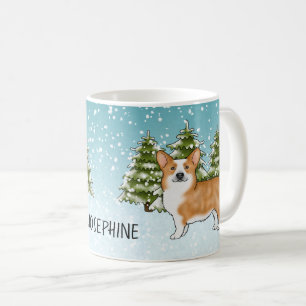 Roter Pembroke Welsh Corgi Winterwald Weihnachten Kaffeetasse