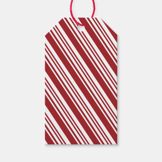Roter Peppermint Streifen Geschenkanhänger (Vorderseite)