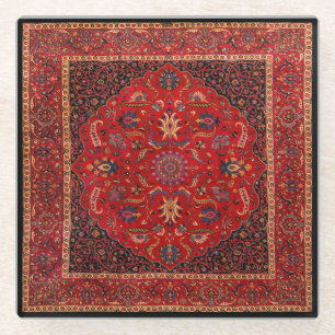 Roter persischer Teppich aus Mashhad Untersetzer