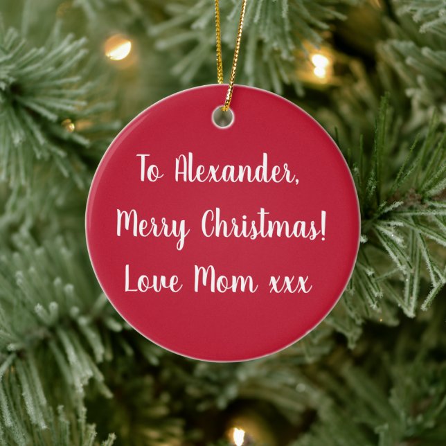 Roter Personalisierter Name Frohe Weihnachten aus  Keramik Ornament (Baum)