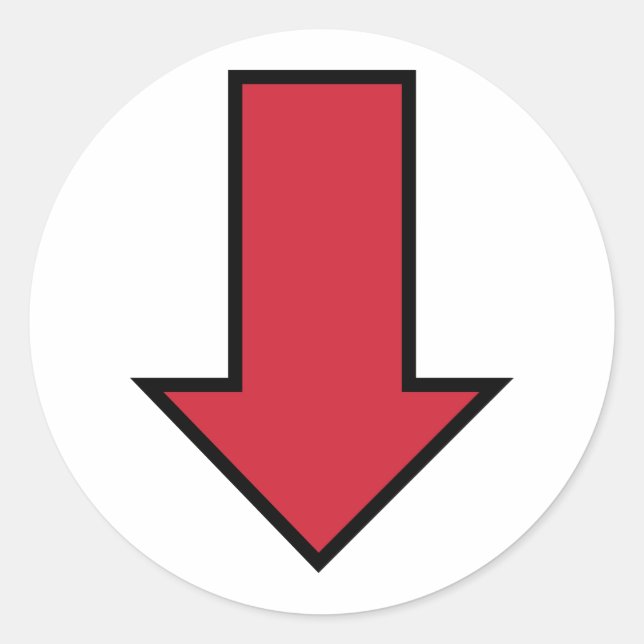 Roter Pfeil Runder Aufkleber (Vorderseite)