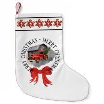 Roter Pickup-Truck-Weihnachtsstrumpf