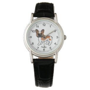 Roter Pied Französischer Bulldogge Süßer Cartoon-H Armbanduhr