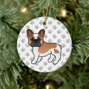 Roter Pied French Bulldogge Süßer Cartoon-Hund Keramik Ornament