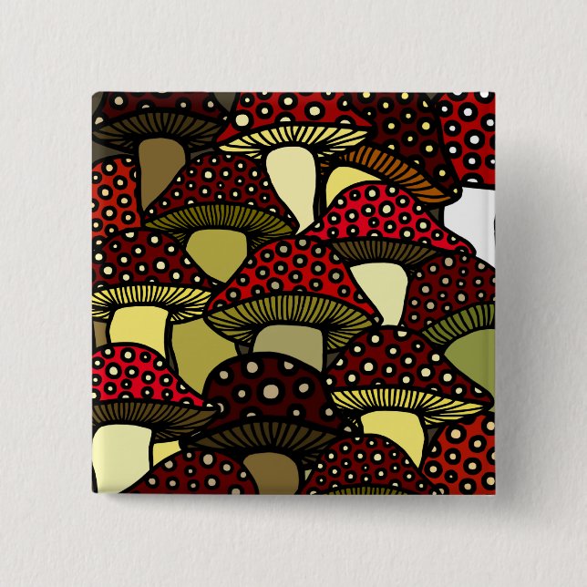 Roter Pilz-Knopf Button (Vorderseite)