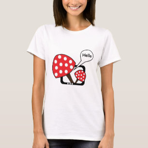 Roter Pilz sagt Hallo vom Fernsehen T-Shirt