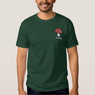 Roter Pilzname Stickereier T - Shirt