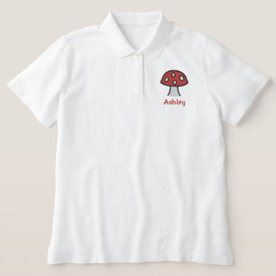 Roter Pilzname Stickereites Polo-Shirt