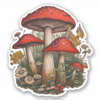 Roter Pilzsticker Aufkleber