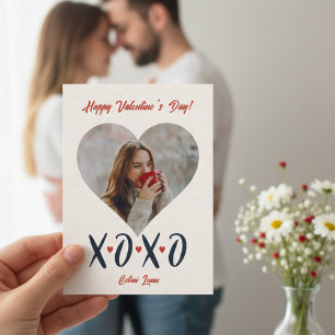 Roter Pinselstrich XOXO Valentinstag Foto Feiertagskarte