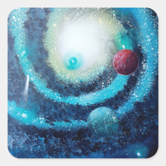 Roter Planet Quadratischer Aufkleber
