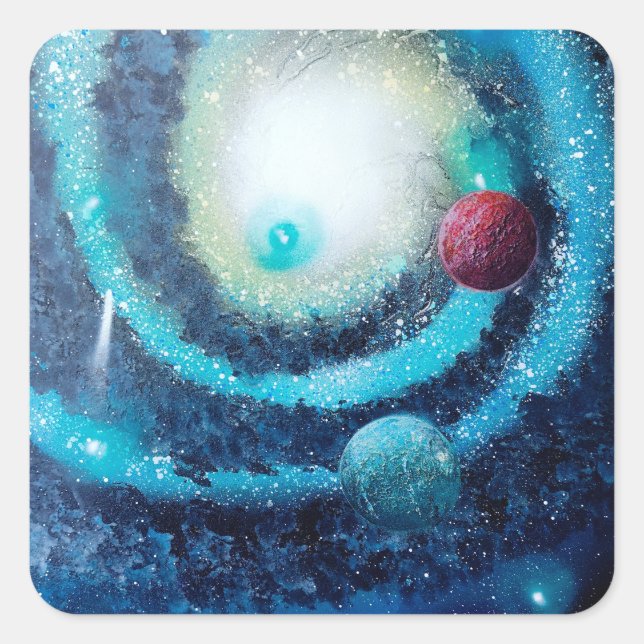 Roter Planet Quadratischer Aufkleber (Vorderseite)