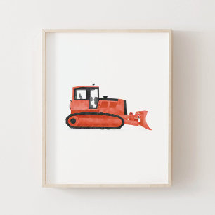 Roter Planierraupen-Baukinderzimmer-Dekor Poster