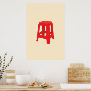 Roter Plastik-Hocker-Druck Poster