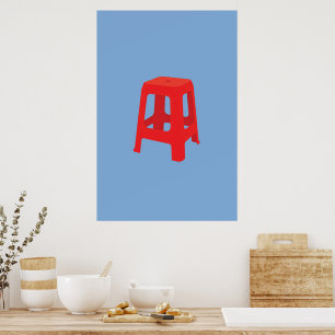 Roter Plastik-Hocker-Druck Poster