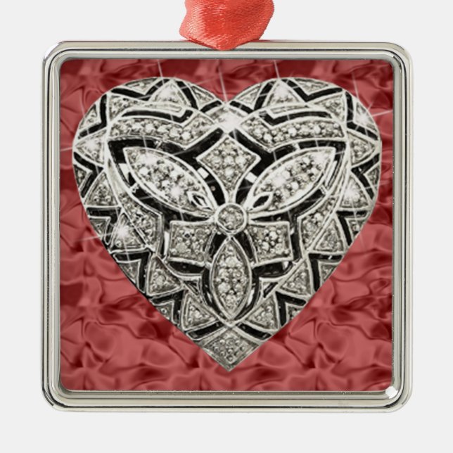 Roter Platz Eleganter Designer Kunst, Dichtung und Silbernes Ornament (Vorne)