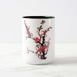 Roter Plum Blossom Zweifarbige Tasse