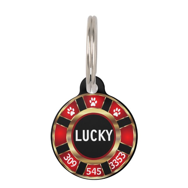 Roter Poker Chip | Personalisieren Haustiermarke (Vorderseite)