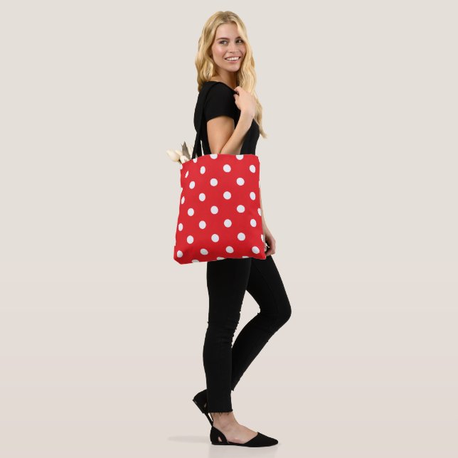 Roter Polka-Hund Tasche (Am Model)