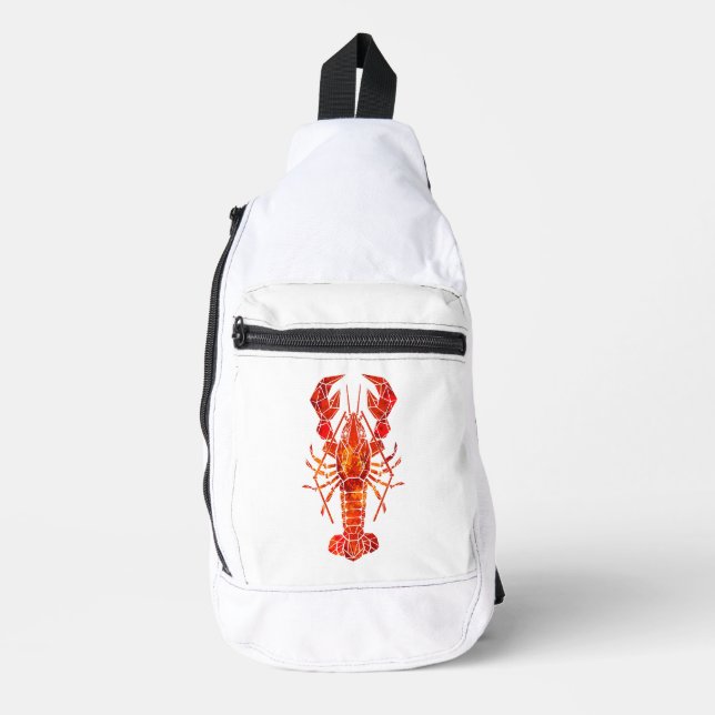 Roter polygonaler Hummer Crossbody Bag (Vorderseite)