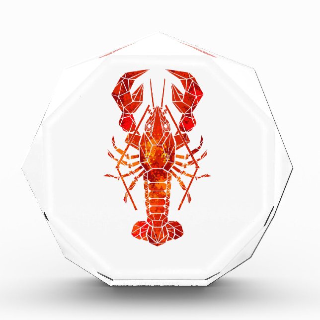 Roter polygonaler Hummer Fotoblock (Vorderseite)