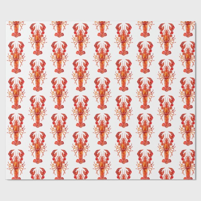 Roter polygonaler Hummer Geschenkpapier (Flach)
