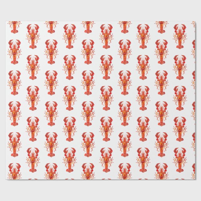 Roter polygonaler Hummer Geschenkpapier (Flach)