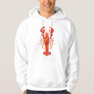 Roter polygonaler Hummer Hoodie