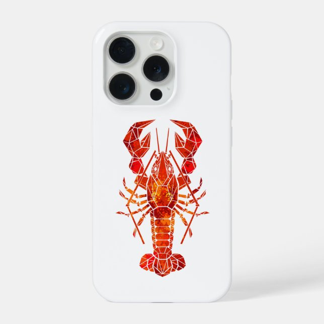 Roter polygonaler Hummer iPhone 15 Pro Hülle (Rückseite)