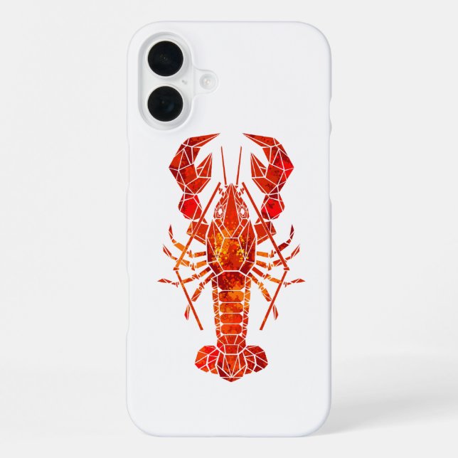 Roter polygonaler Hummer iPhone 16 Plus Hülle (Rückseite)
