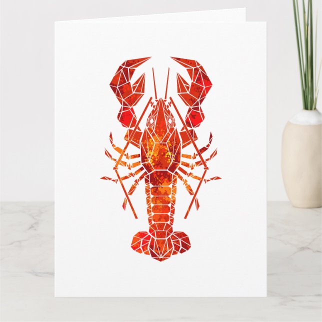 Roter Polygonaler Hummer Karte (Vorderseite)