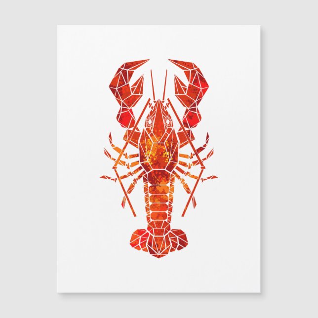 Roter polygonaler Hummer Magnetkarte (Vorderseite)