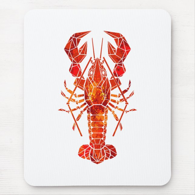 Roter polygonaler Hummer Mousepad (Vorne)