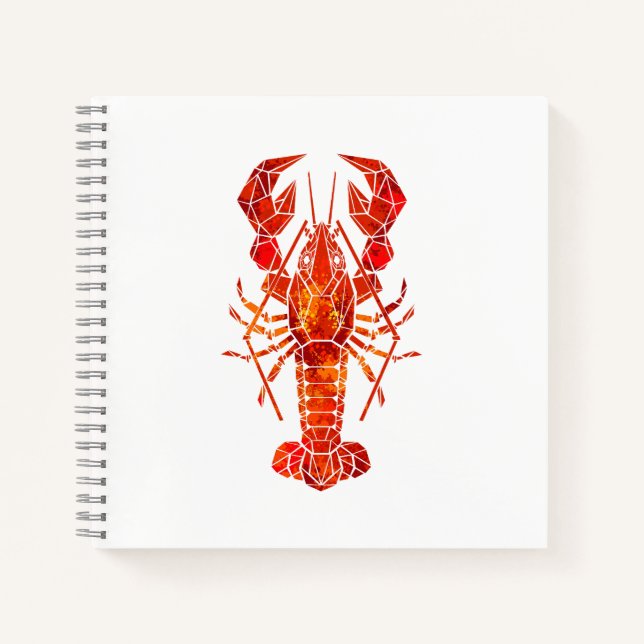 Roter polygonaler Hummer Notizbuch (Vorderseite)