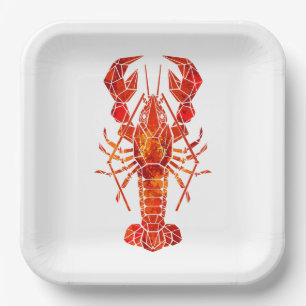 Roter polygonaler Hummer Pappteller