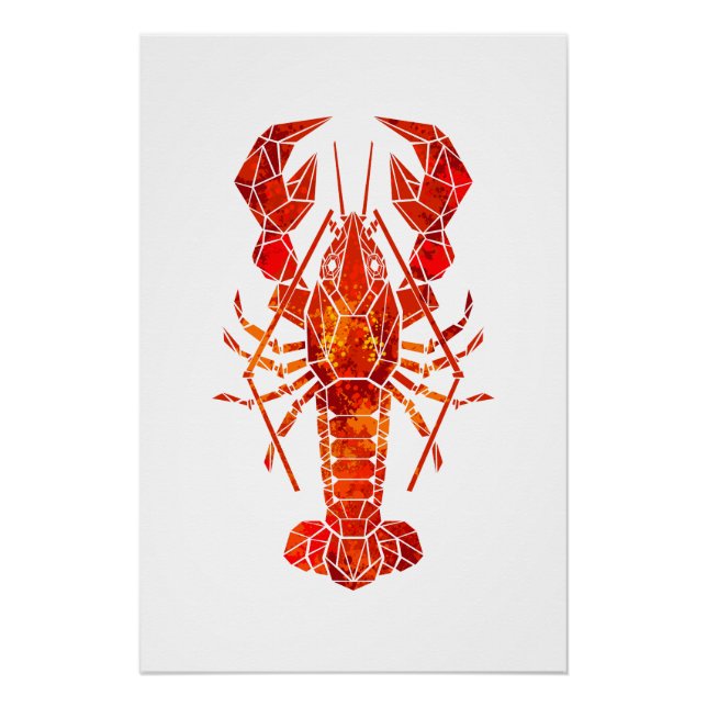 Roter polygonaler Hummer Poster (Vorderseite)