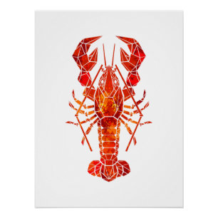 Roter polygonaler Hummer Poster