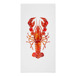 Roter polygonaler Hummer Poster