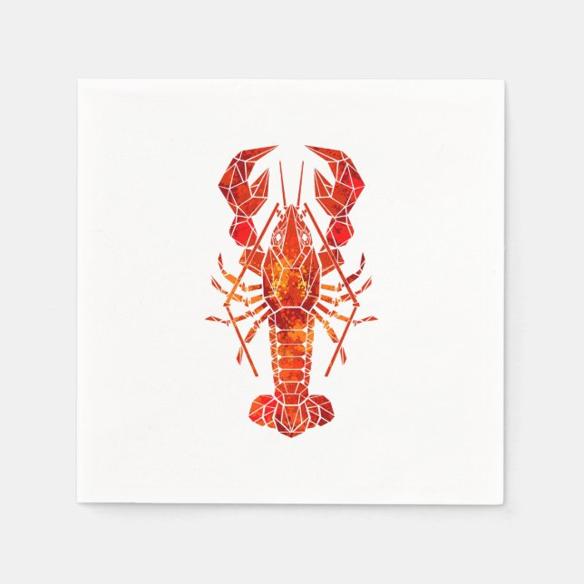 Roter polygonaler Hummer Serviette (Vorderseite)