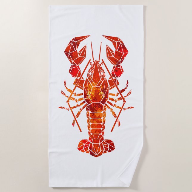 Roter Polygonaler Hummer Strandtuch (Vorderseite)