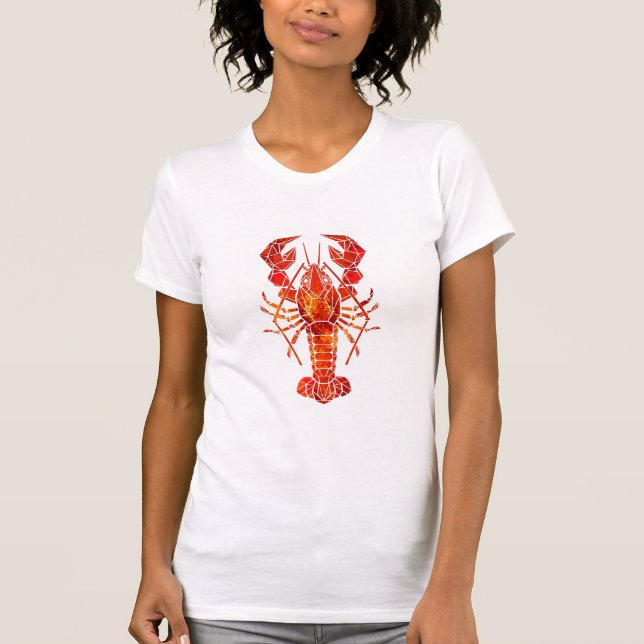 Roter polygonaler Hummer T-Shirt (Vorderseite)