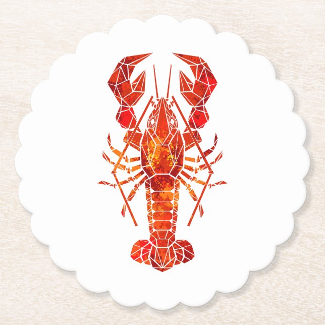 Roter polygonaler Hummer Untersetzer (Vorderseite)