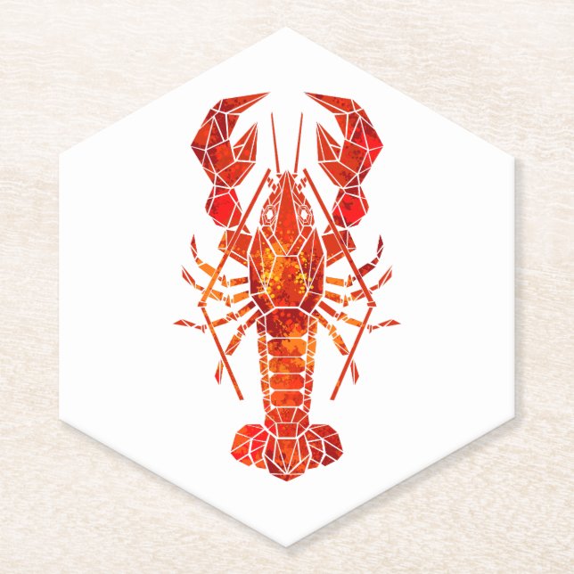 Roter polygonaler Hummer Untersetzer (Vorderseite)