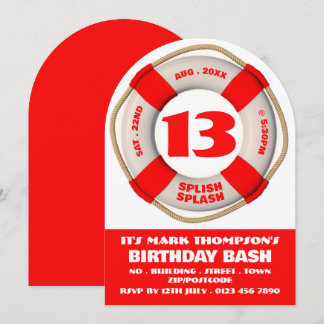 Roter Pool Donut, Pool Party Geburtstag Einladung