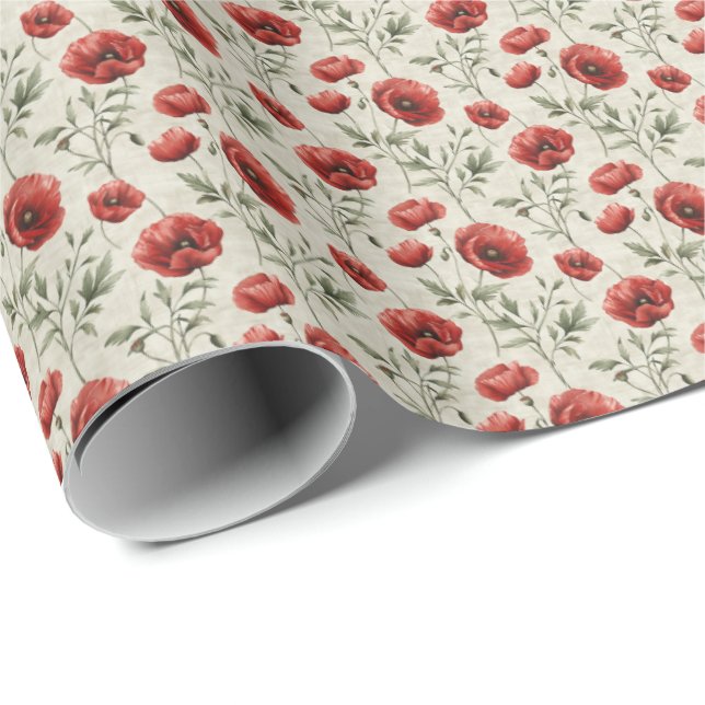 Roter Poppy Blumengeschenk Wrap Packpapier Blume (Rolleneckpunkt)